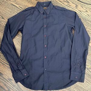 Ben Sherman Black Long Sleeve Epaulet Button Down Shirt - Size Small